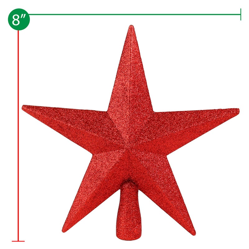 Ornativity Glitter Star Tree Topper - Christmas Red Decorative Holiday Trees Toppers Sparkle Bethlehem Star Decor Xmas Ornament 8" - Image 5